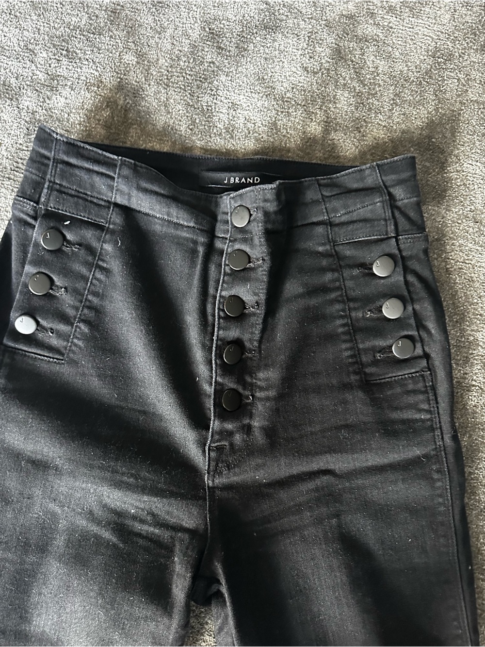 J Brand High-Rise Black Button-Front Jeans